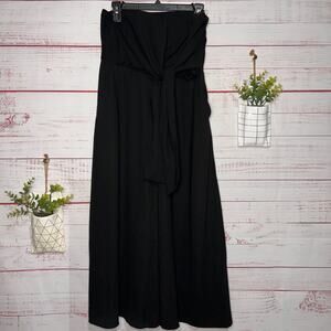 New Entro Strapless Black Cropped Wide Leg Jumpsuit Women's US Size Large